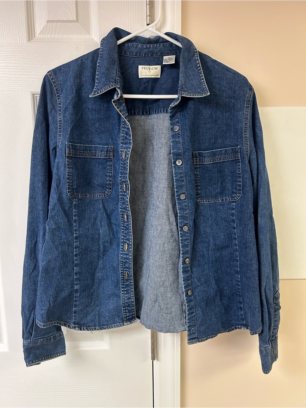 Preview International Denim Button Down Shirt Vtg 90s